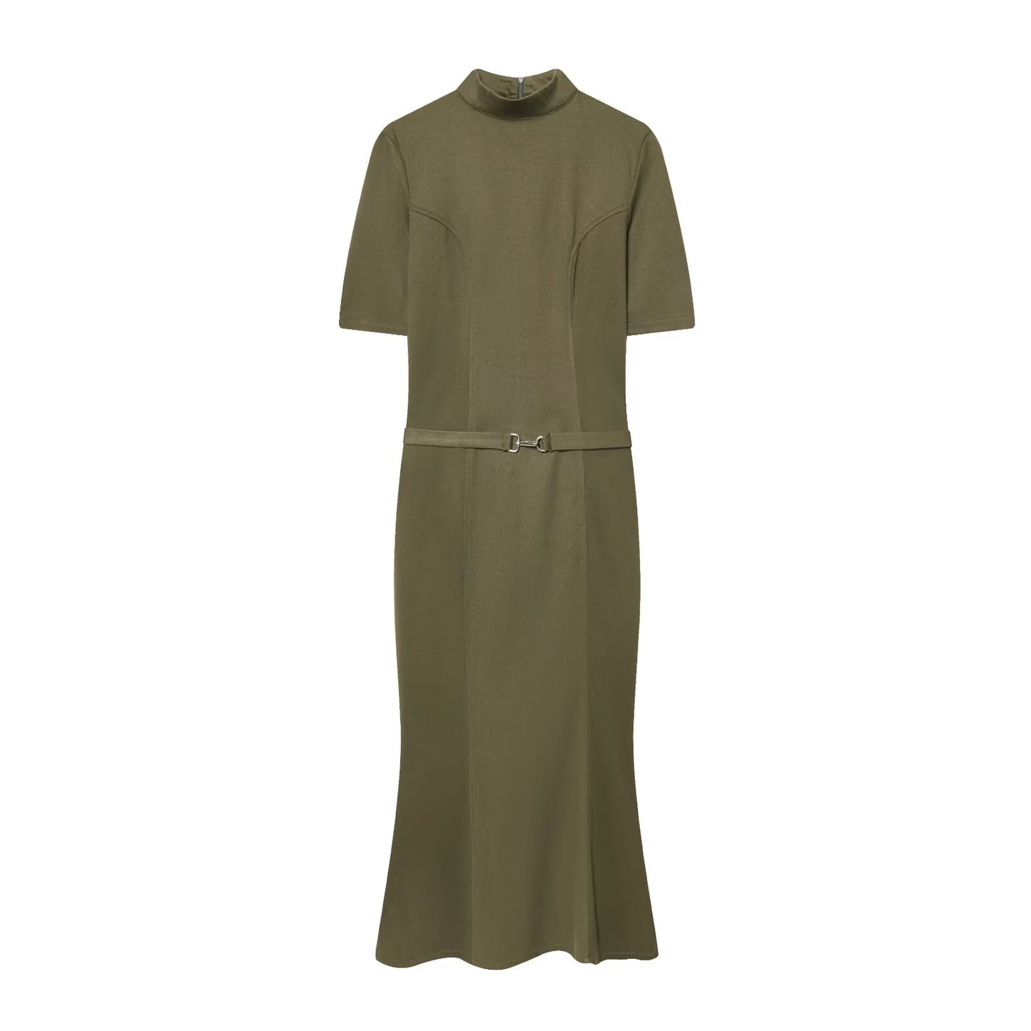 Women's With Belt Soft Texture Short Sleeve Dress