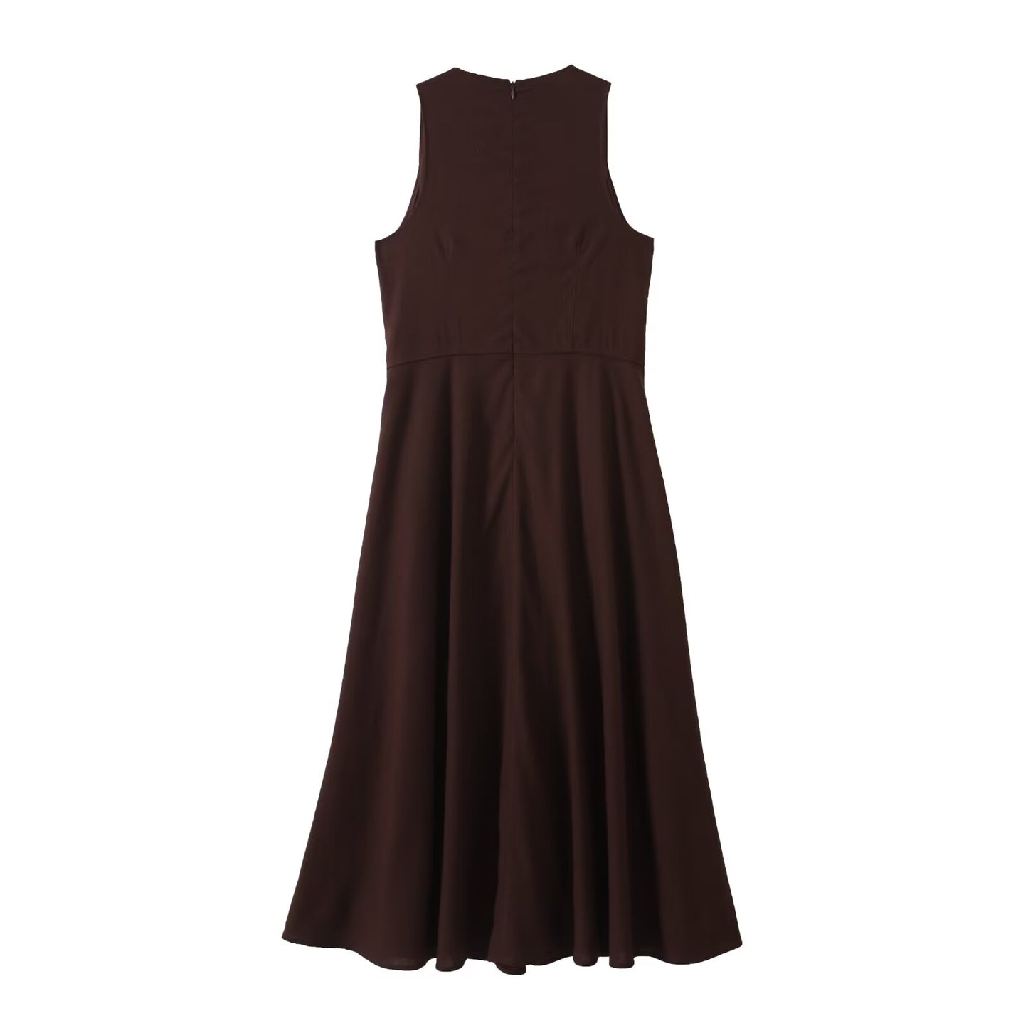 Women's New chic Fashion Linen Blended Sleeveless Midi Dress
