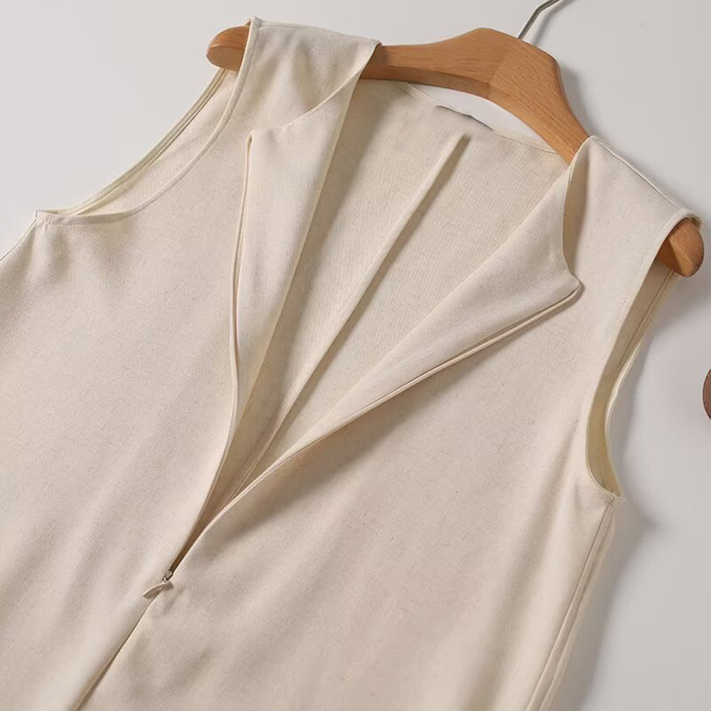 Women's 2025 new fashion zipper design sleeveless jumpsuit
