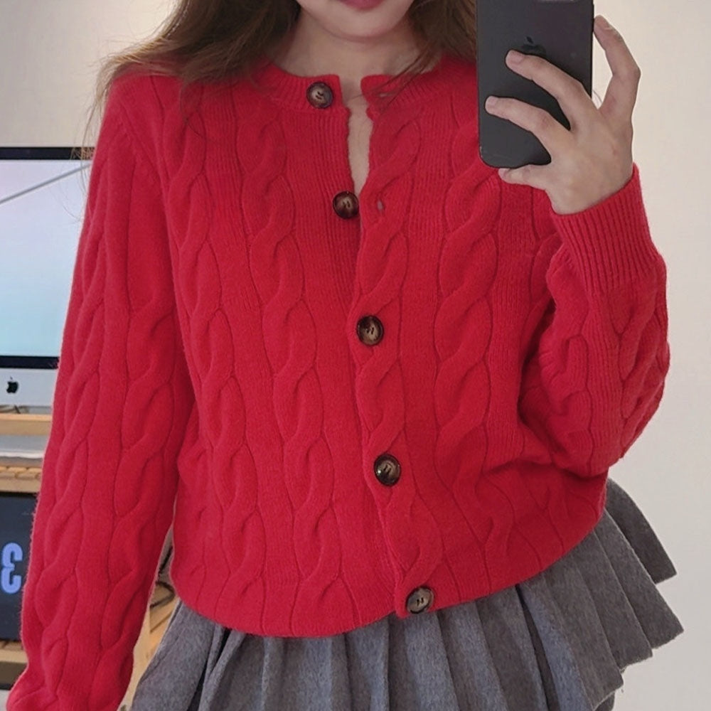 New women's versatile knitted long-sleeved cardigan