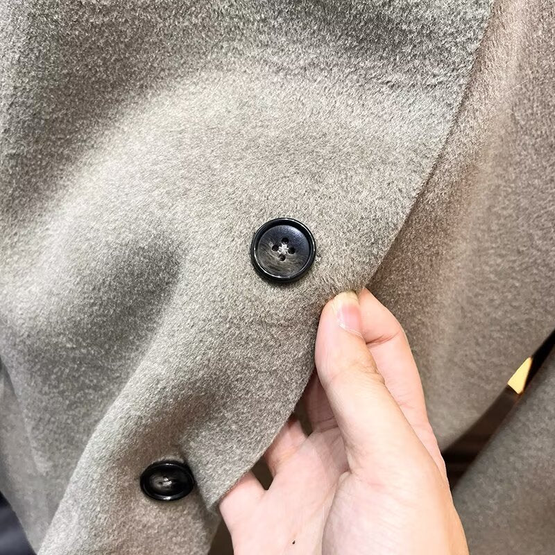 Women's new fashion short high neck woolen coat