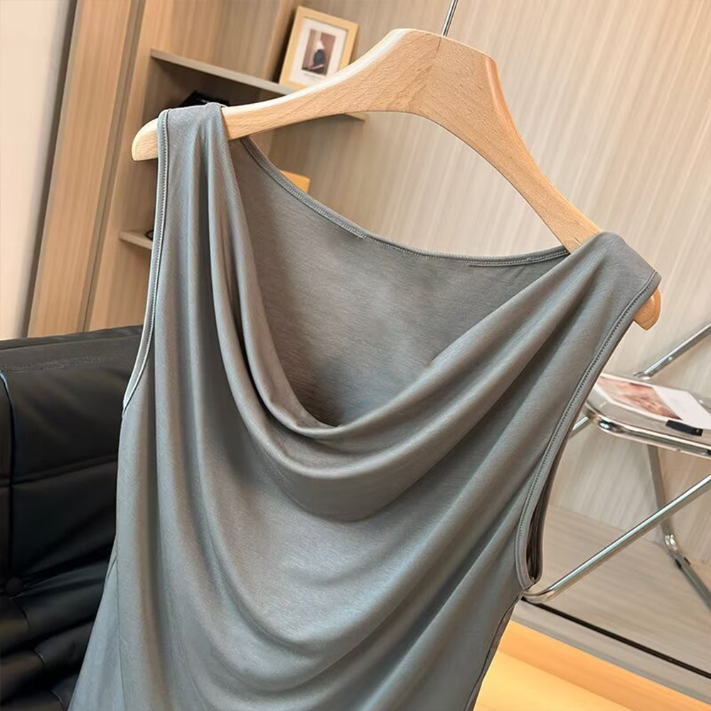Women's New Fashion Cotton Sleeveless Swing Neck T-shirt Top