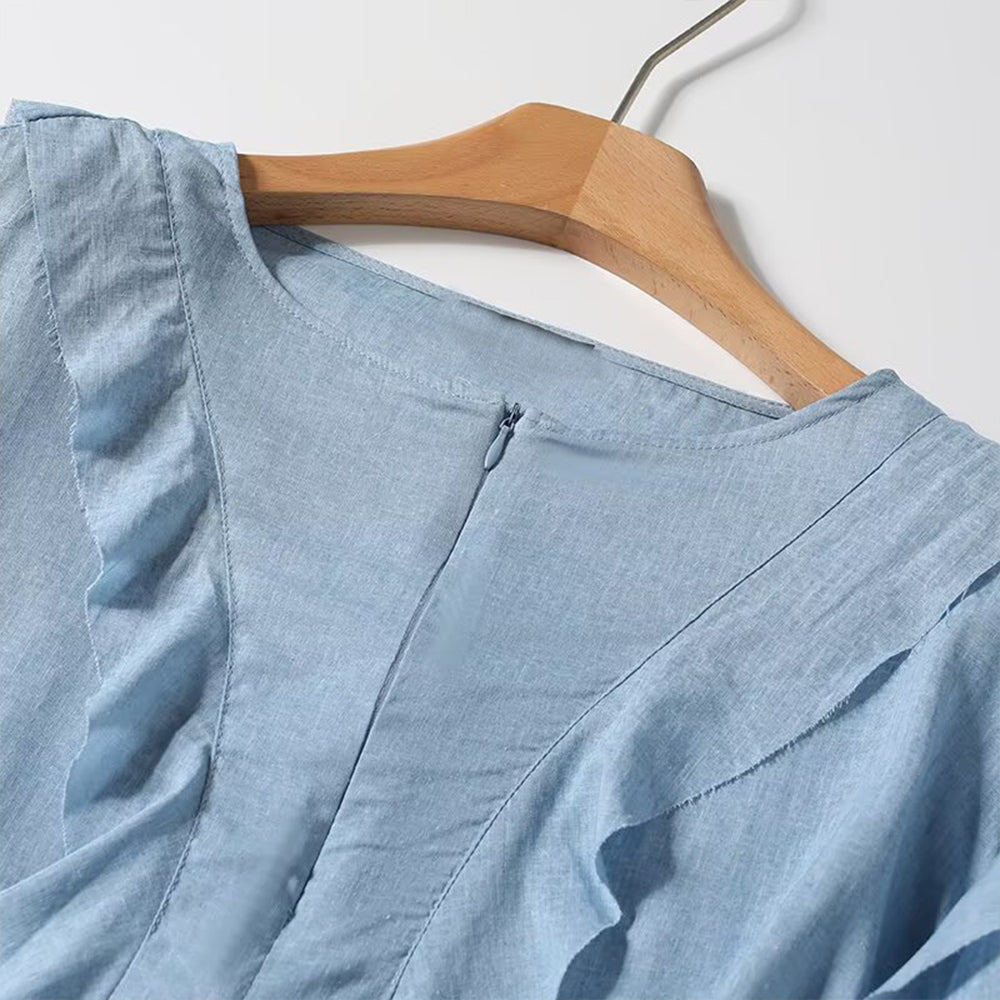 Women's new fashion ruffle edge decoration long sleeved shirt