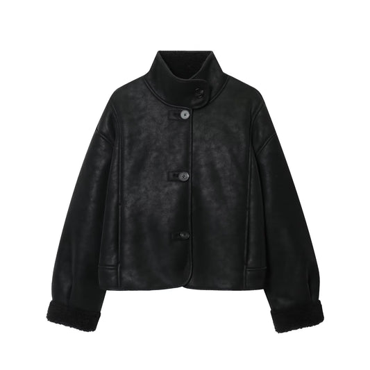 Women's new fashion anti suede effect double-sided jacket Coat