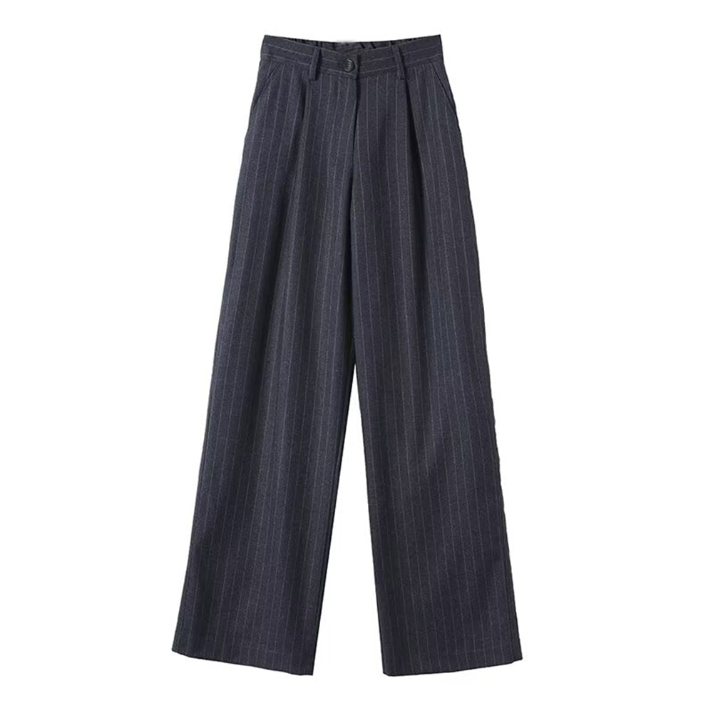 Women's loose Fine striped casual wide leg pants