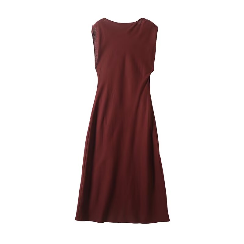 Women's new Fashion Knot Neck Design Comfortable Sleeveless Midi Dress
