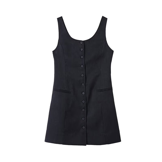 Women's 2025 new fashion U-neck sleeveless mini dress