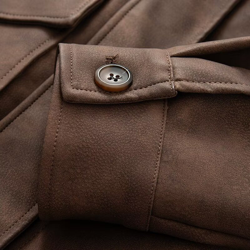 Women's detachable fur collar casual Anti suede effect jacket