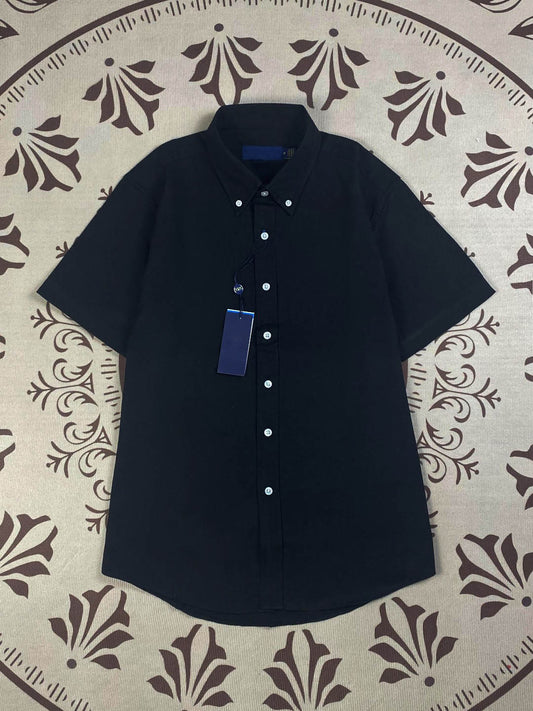 Men's and Women's New Fashion Casual Joker Cotton Twill Embroidered Short-sleeved Shirt