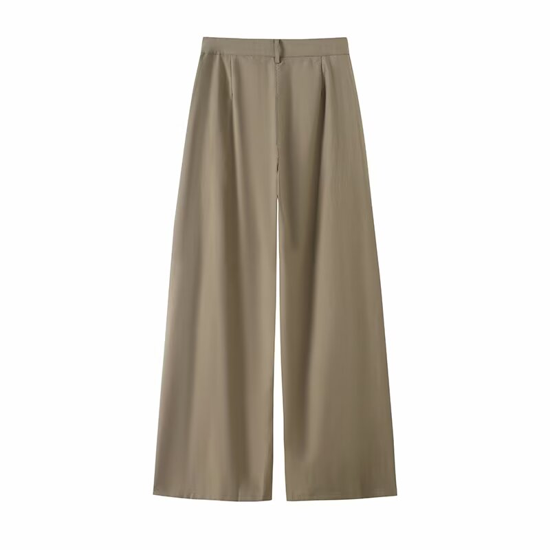 Women's new fashion loose pleated high waisted wide leg pants