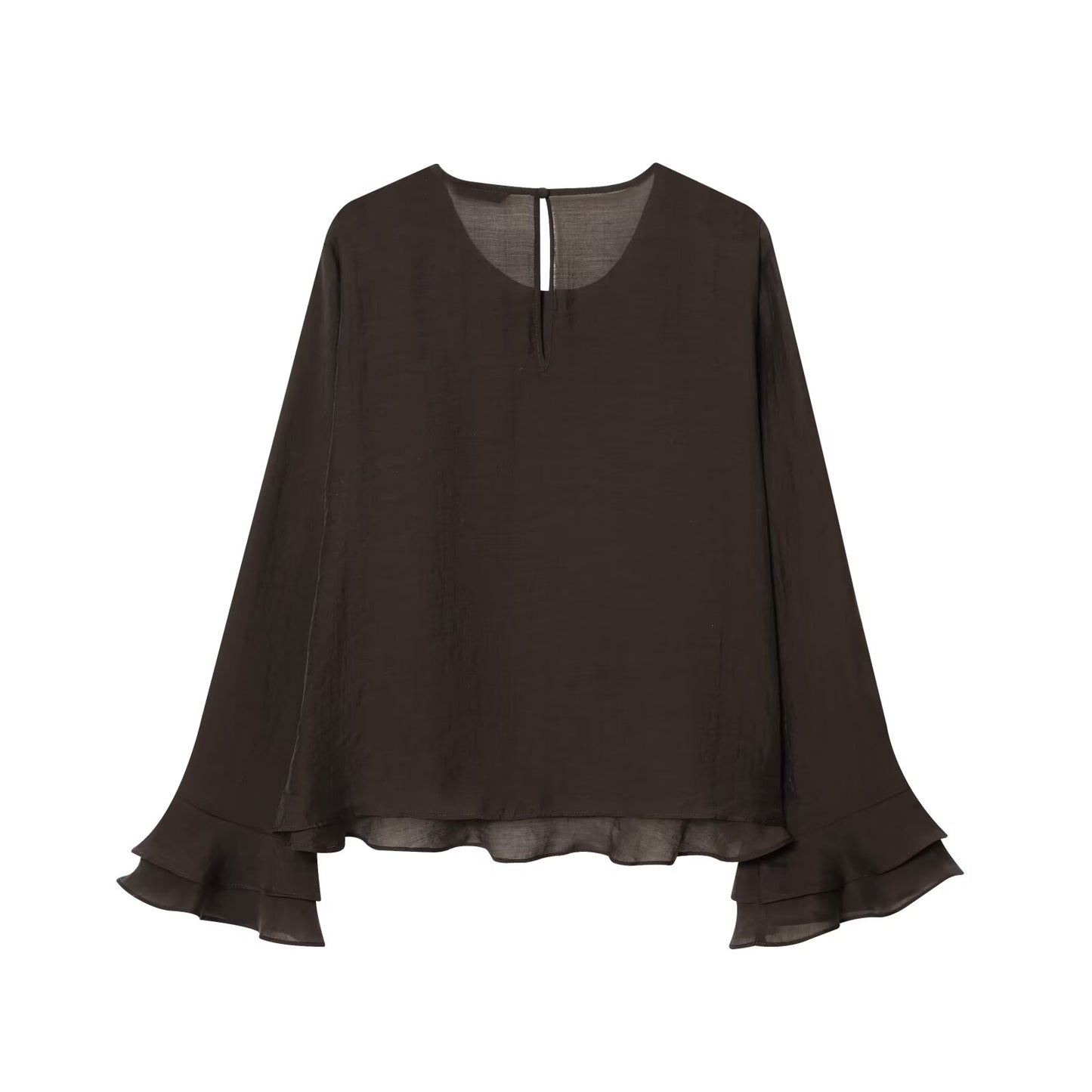 Women's new layered decoration O Neck long sleeved top