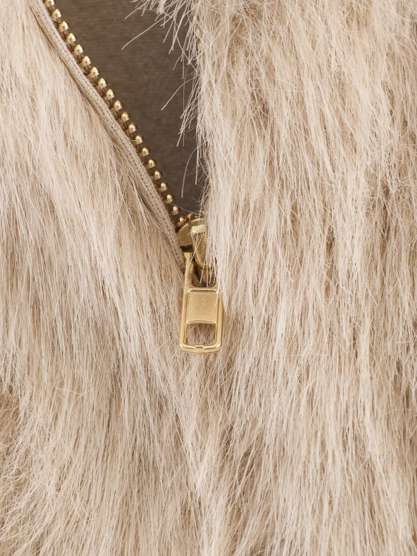 Women's faux fur effect lapel jacket Coat