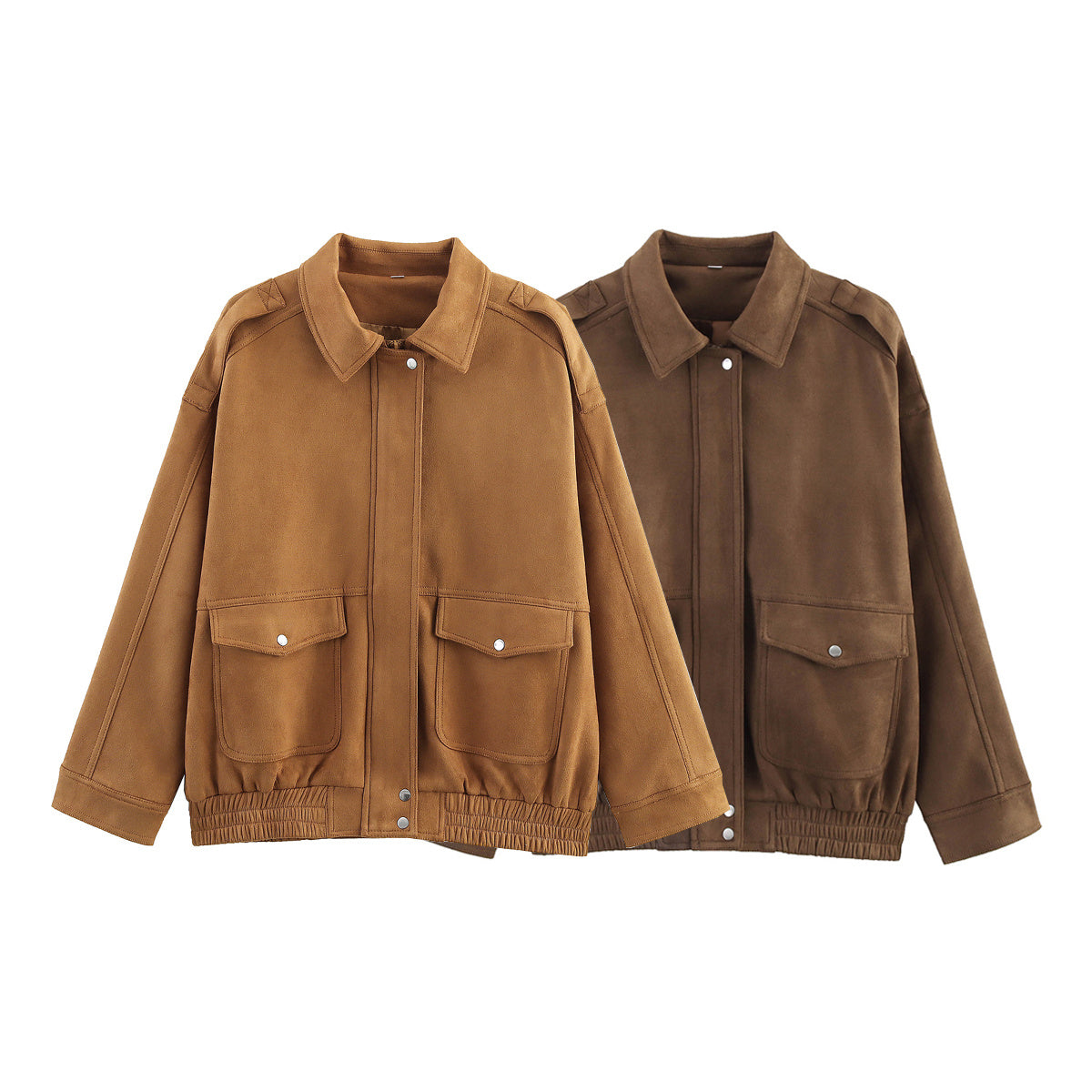 Women's 2025 new fashion suede texture loose flying jacket Coat