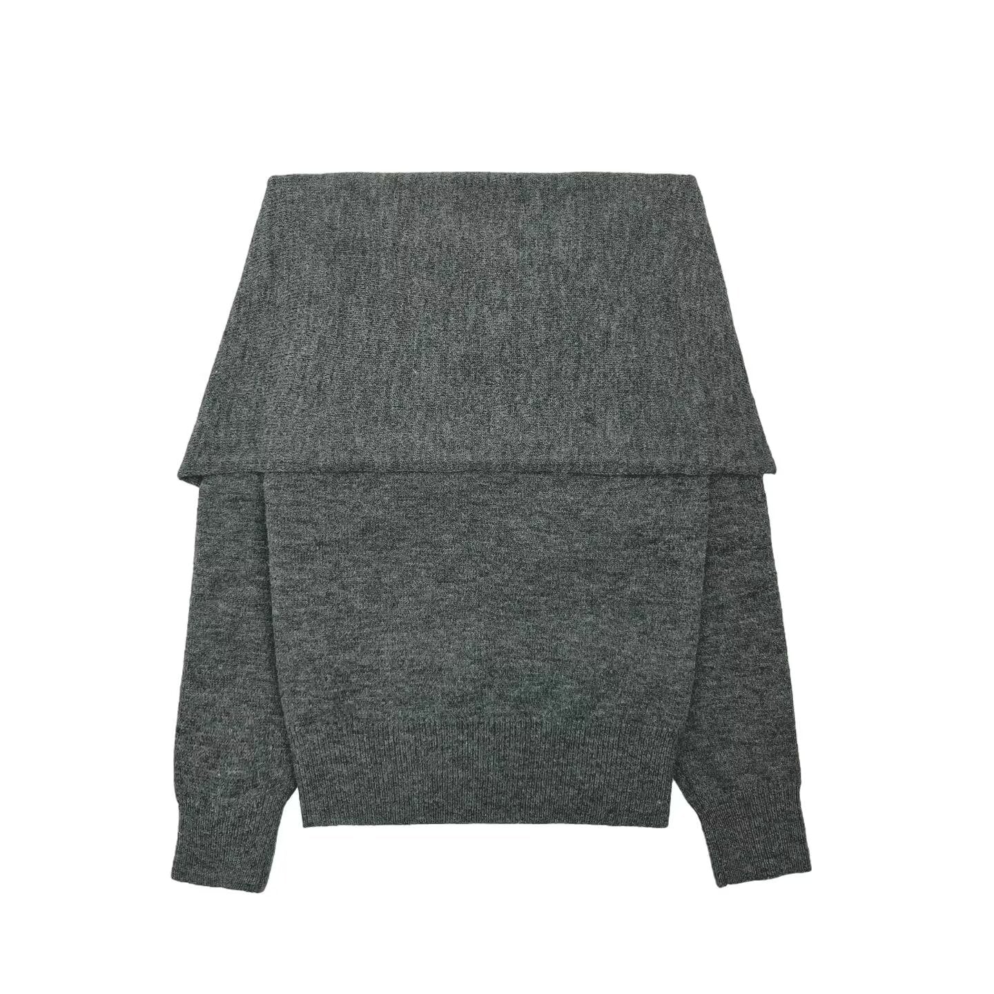 Women's new fashion knot decoration off shoulder knitted sweater