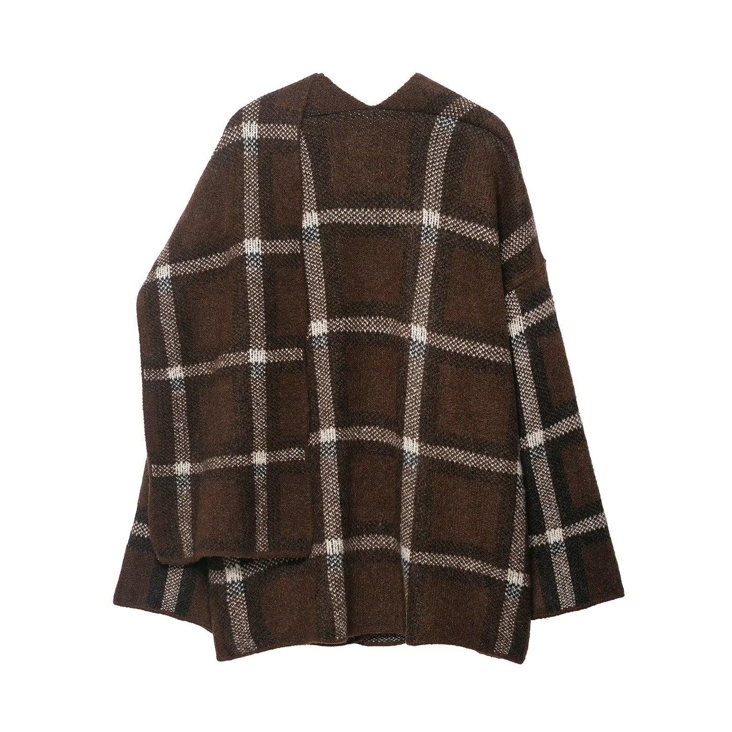 Women's new scarf decoration loose warm plaid knitted Coat