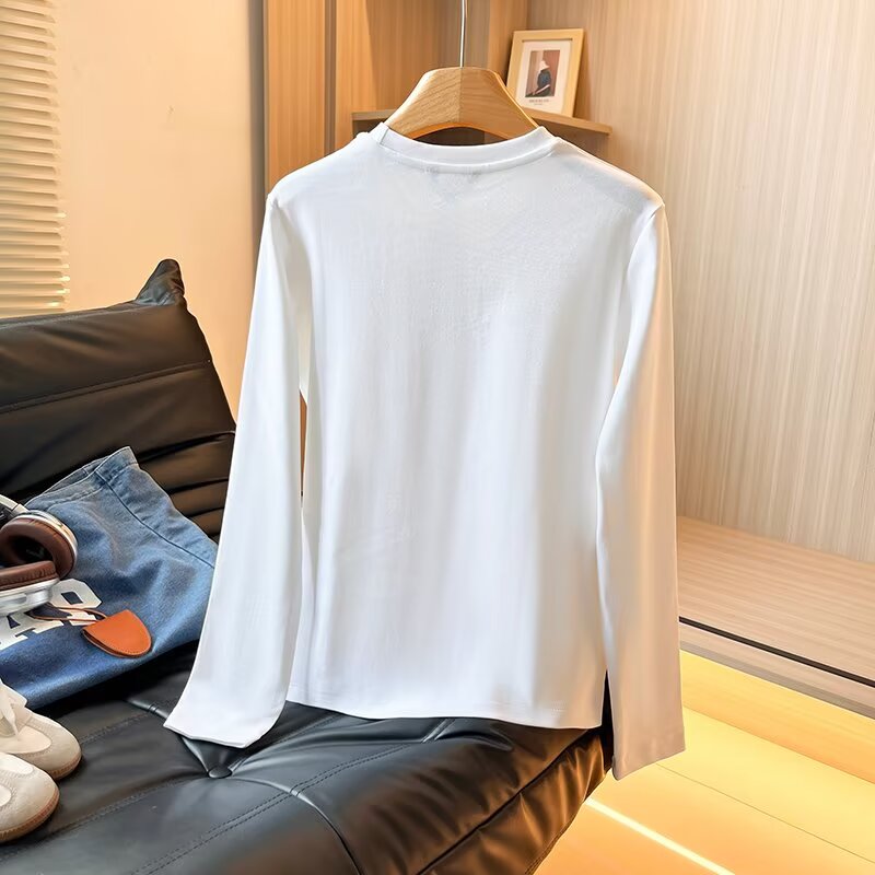 Women's new fashion casual versatile cotton O Neck long sleeved T-shirt