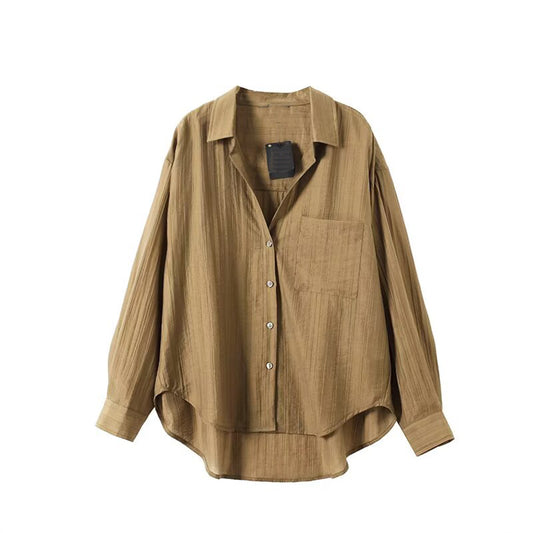 Women's new fashion striped long sleeved button up shirt