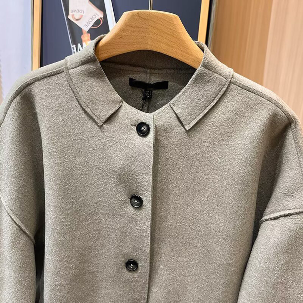 Women's new fashion short high neck woolen coat