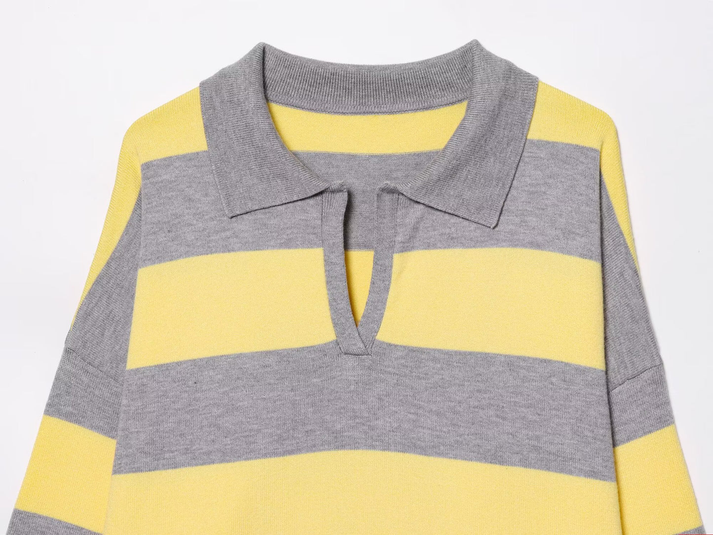 Women's soft texture striped knitted polo shirt