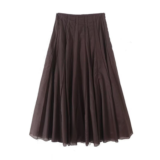 Women's chic fashion casual pleated chiffon A-line MIDI skirt