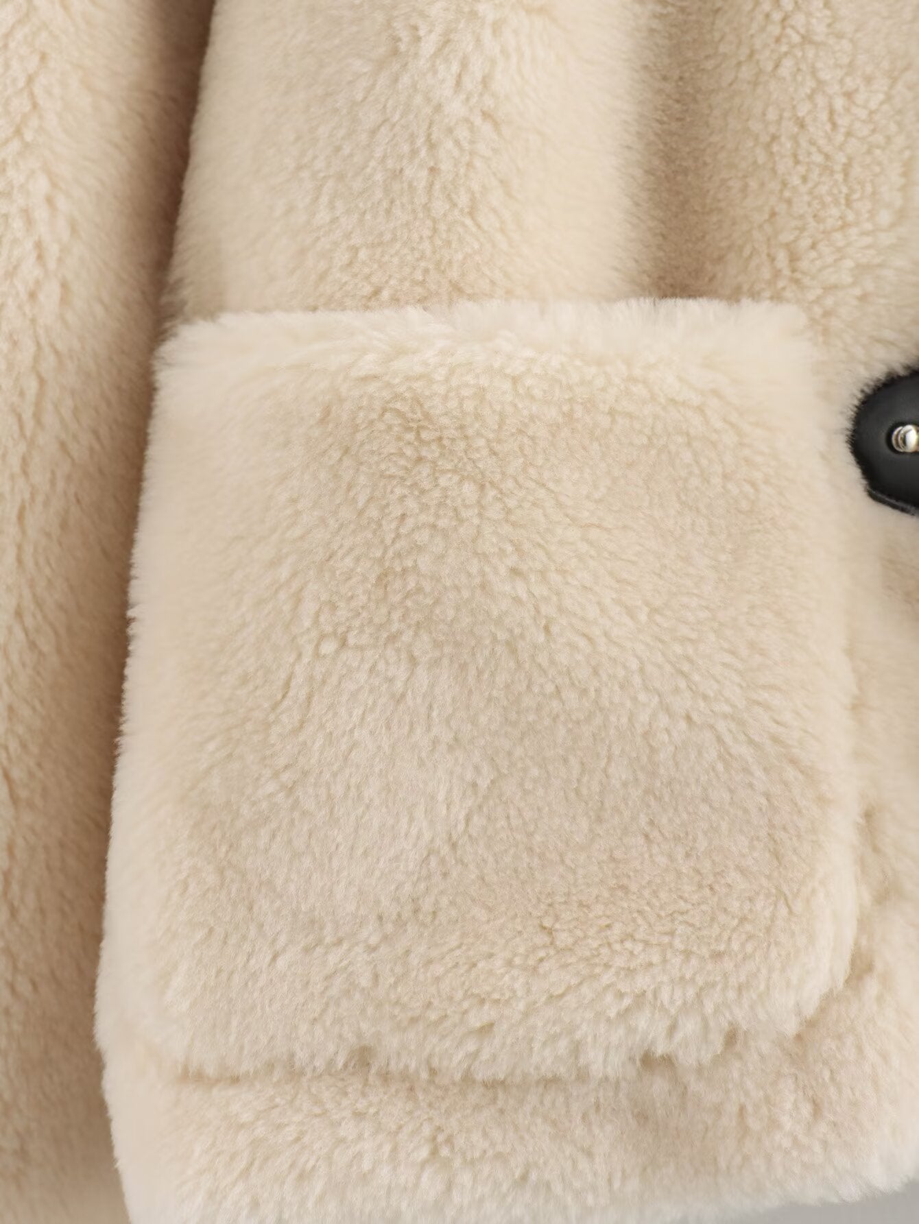 Women's new spring buckle round neck fleece Coat