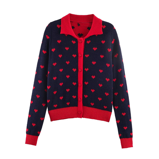 Women's short heart-shaped jacquard knitted Coat