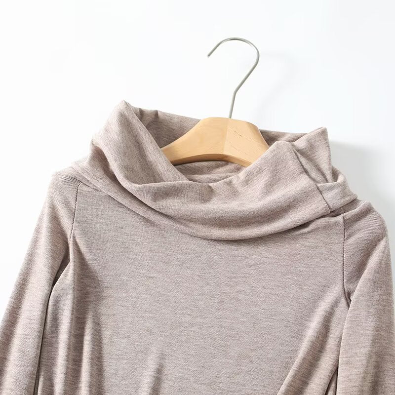 Women's new elastic slim off shoulder long sleeved T-shirt