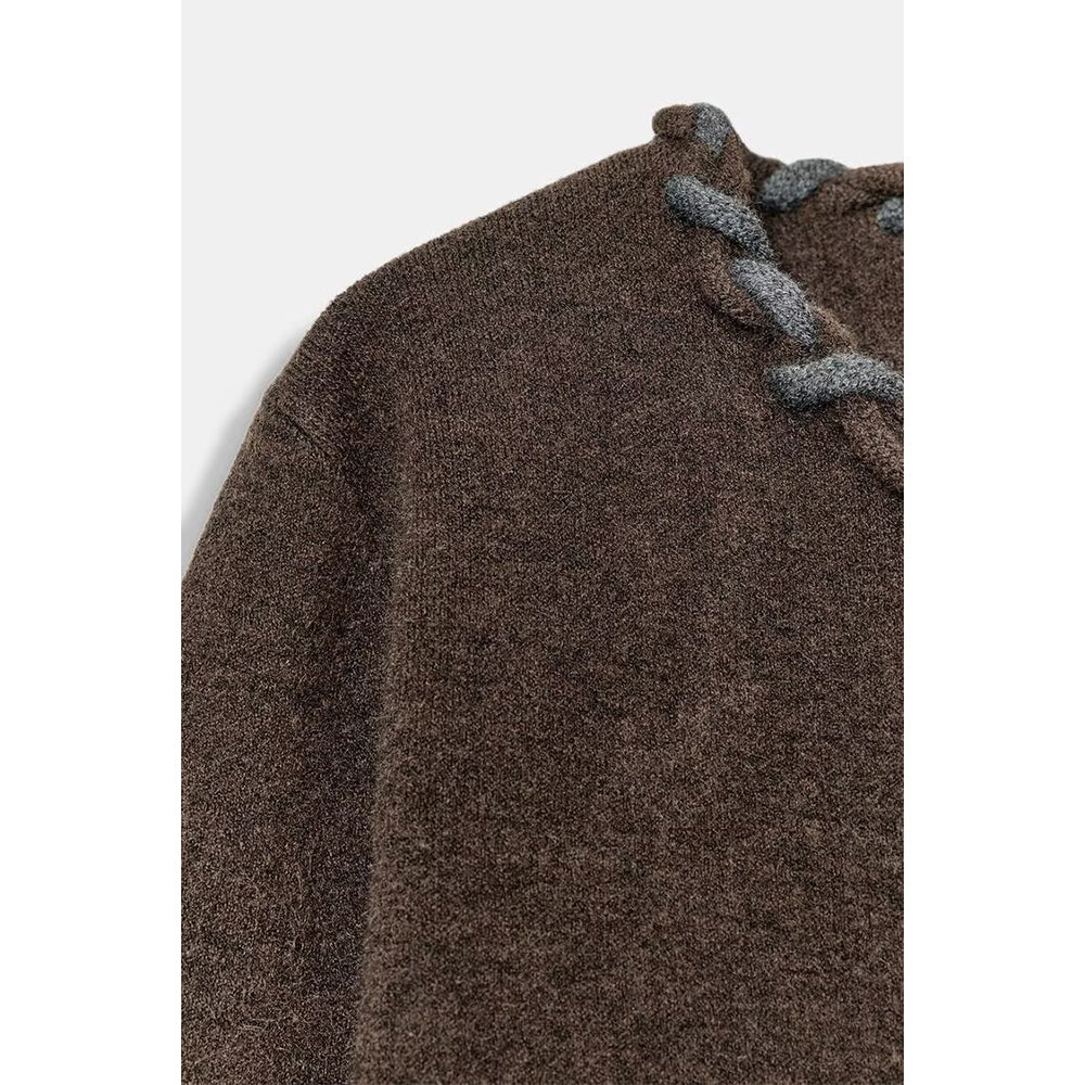 Women's new fashion interwoven decorative layer O Neck knitted Coat