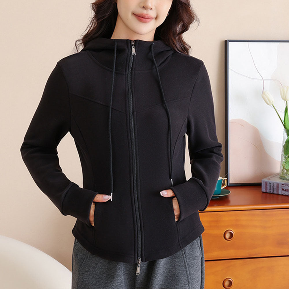 Women's new slim fit hooded cardigan zipper jacket