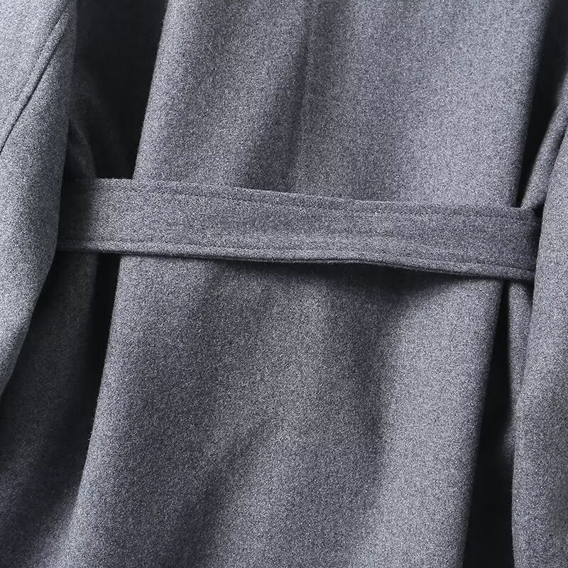 Women's with Belt wool blended flannel shirt Coat