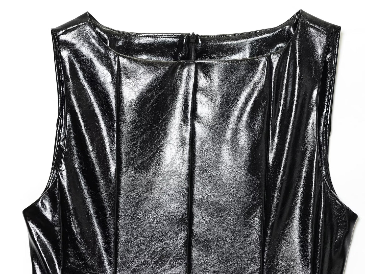 Women's New With Belt Short Faux Leather Effect Top