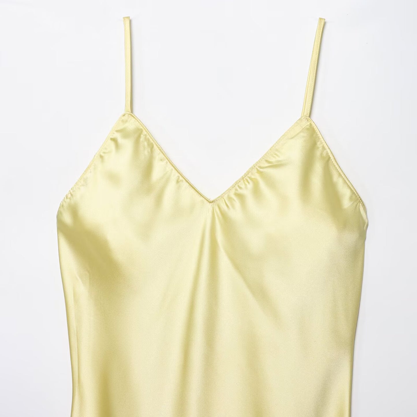 Women's Summer Fashion Underwear Style Satin Texture Midi Dress