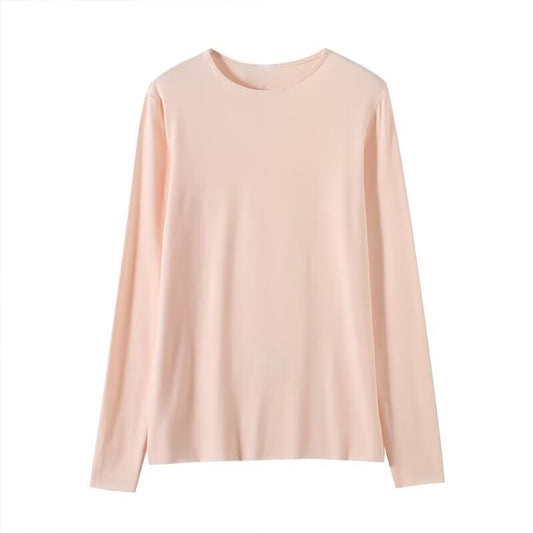 Women's new fashion solid base O Neck long sleeved knitted top