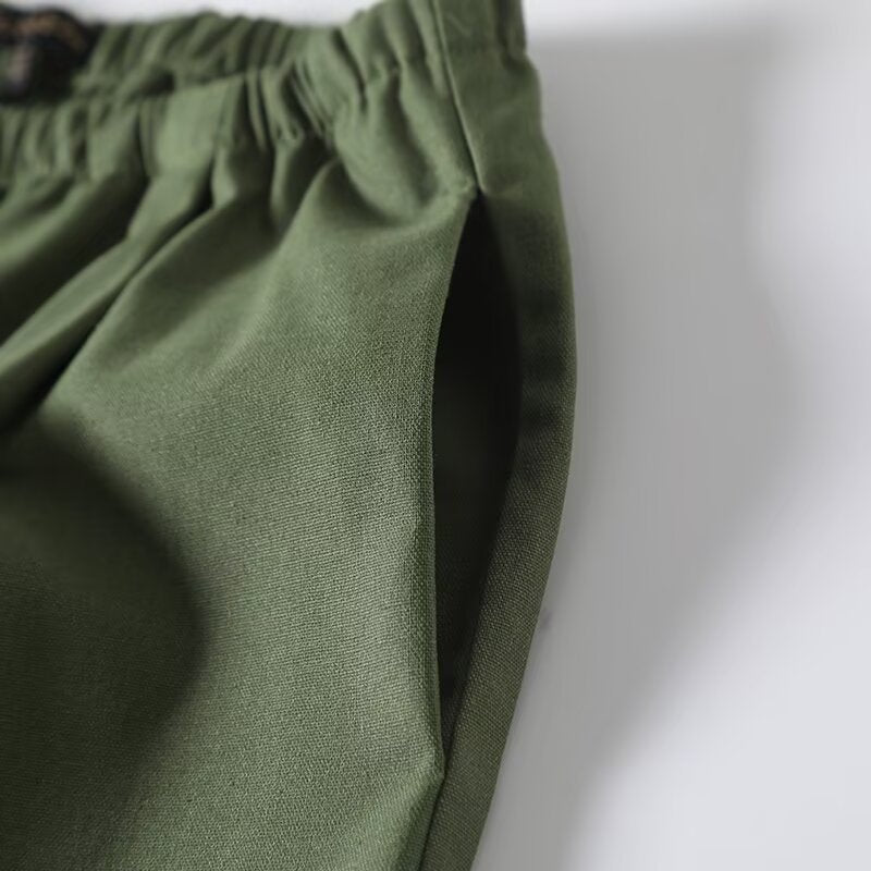 Women's new fashion sleeveless cotton linen blend hanging neck top+Pants suit