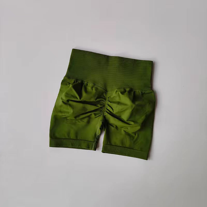 Women's new casual high waist hip running training quick-drying running training shorts.