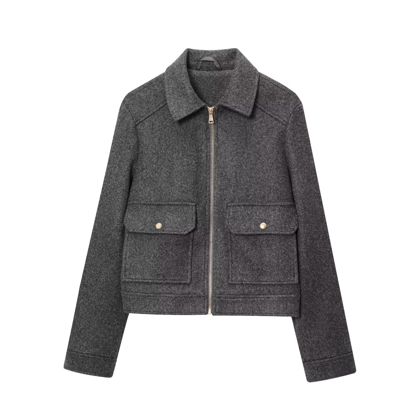 Women's soft textured lapel woolen jacket Coat