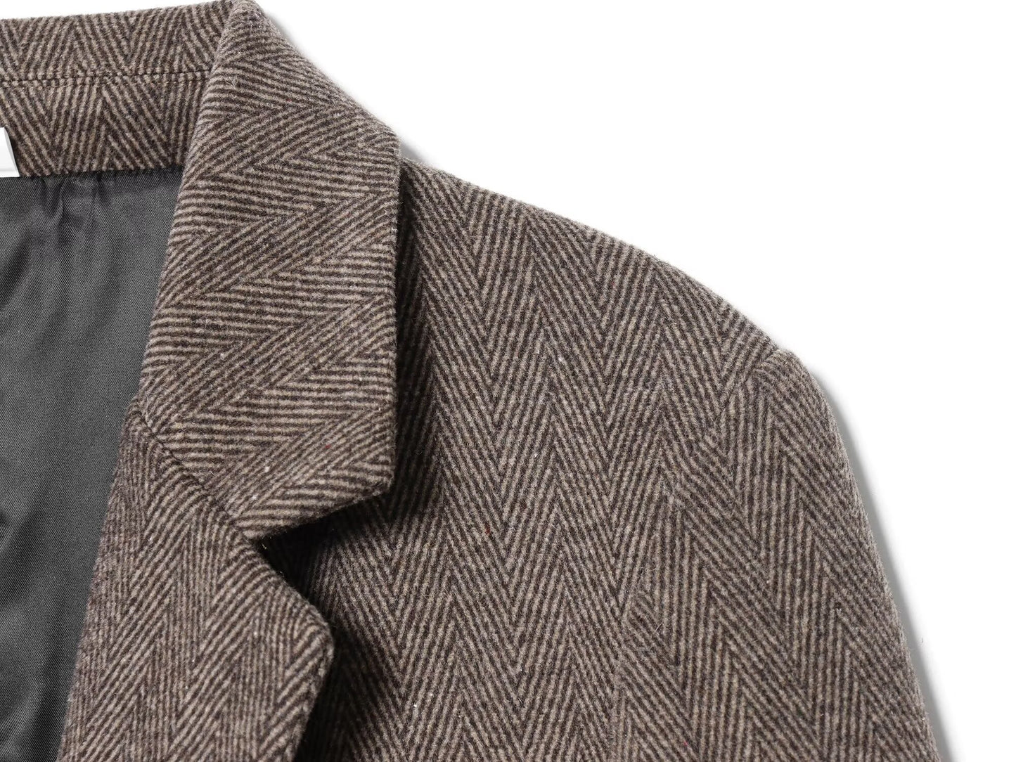 Women's with Belt herringbone diagonal Blazer Coat