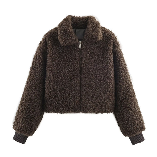 Women's Lapel warm fleece jacket Coat