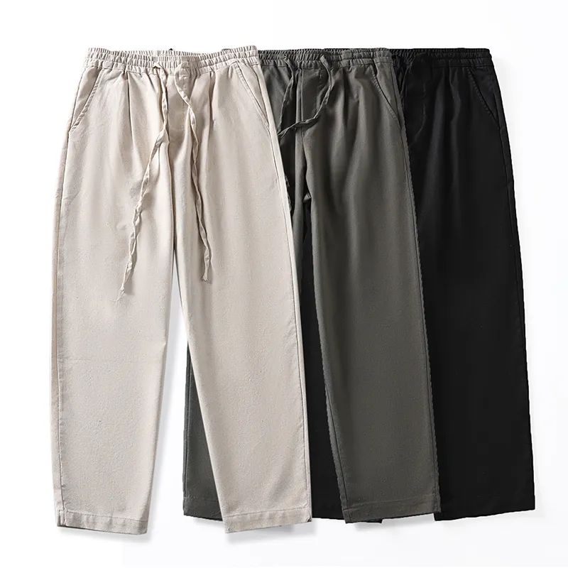 Men's New Fashion Joker Casual Cotton and Linen Casual Pants Summer Thin Loose Harlan Men's Plus Size Cotton and Linen Pants.