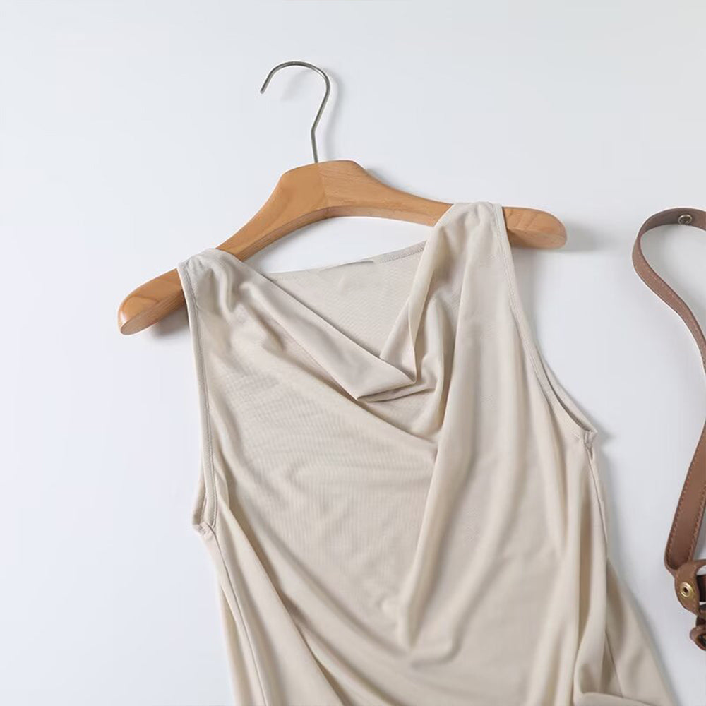 Women's Summer Fashion Swing Neck Sleeveless T-shirt Top