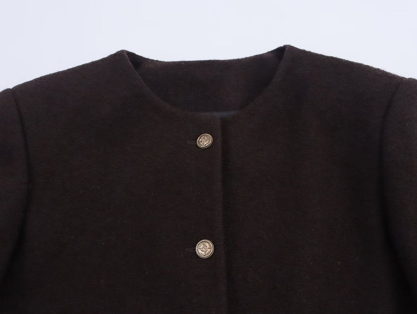 Women's autumn fashion short O Neck Button-up woolen coat