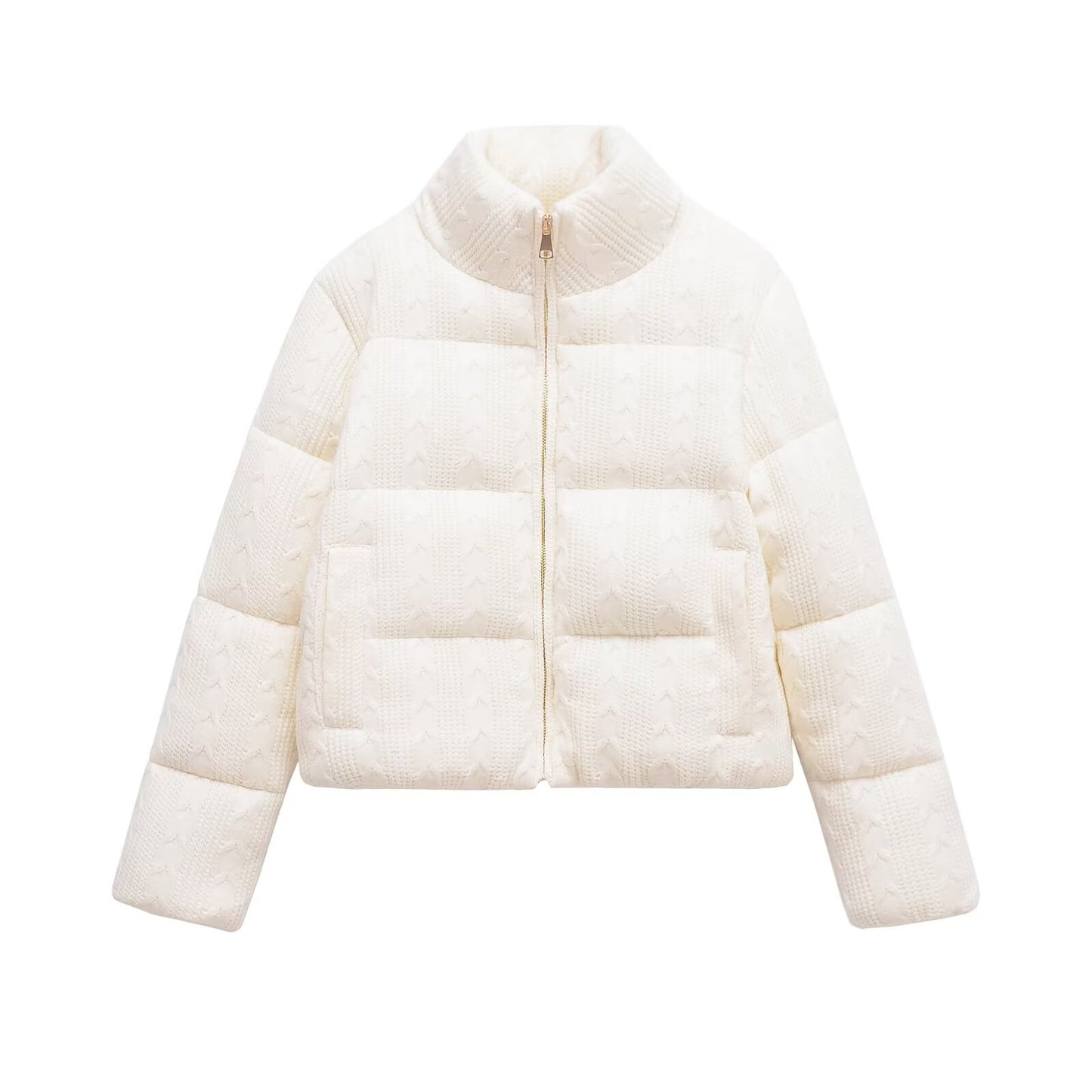 Women's standing collar warm knit pilot jacket Coat