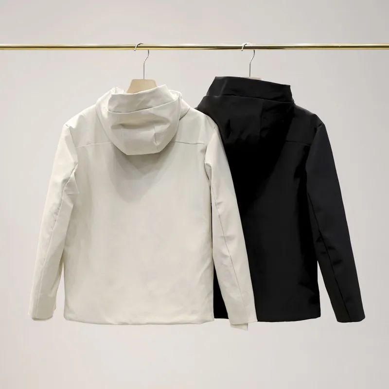 Men's New Fashion and Leisure Technology Fabric Zipper Hooded Adjustable Long Sleeve Rib Inner Cuff Hooded Jacket Jacket with Cotton and Cotton Clothes.