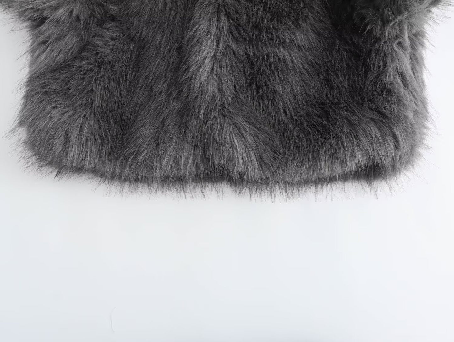Women's New Artificial fur effect short O Neck jacket Coat