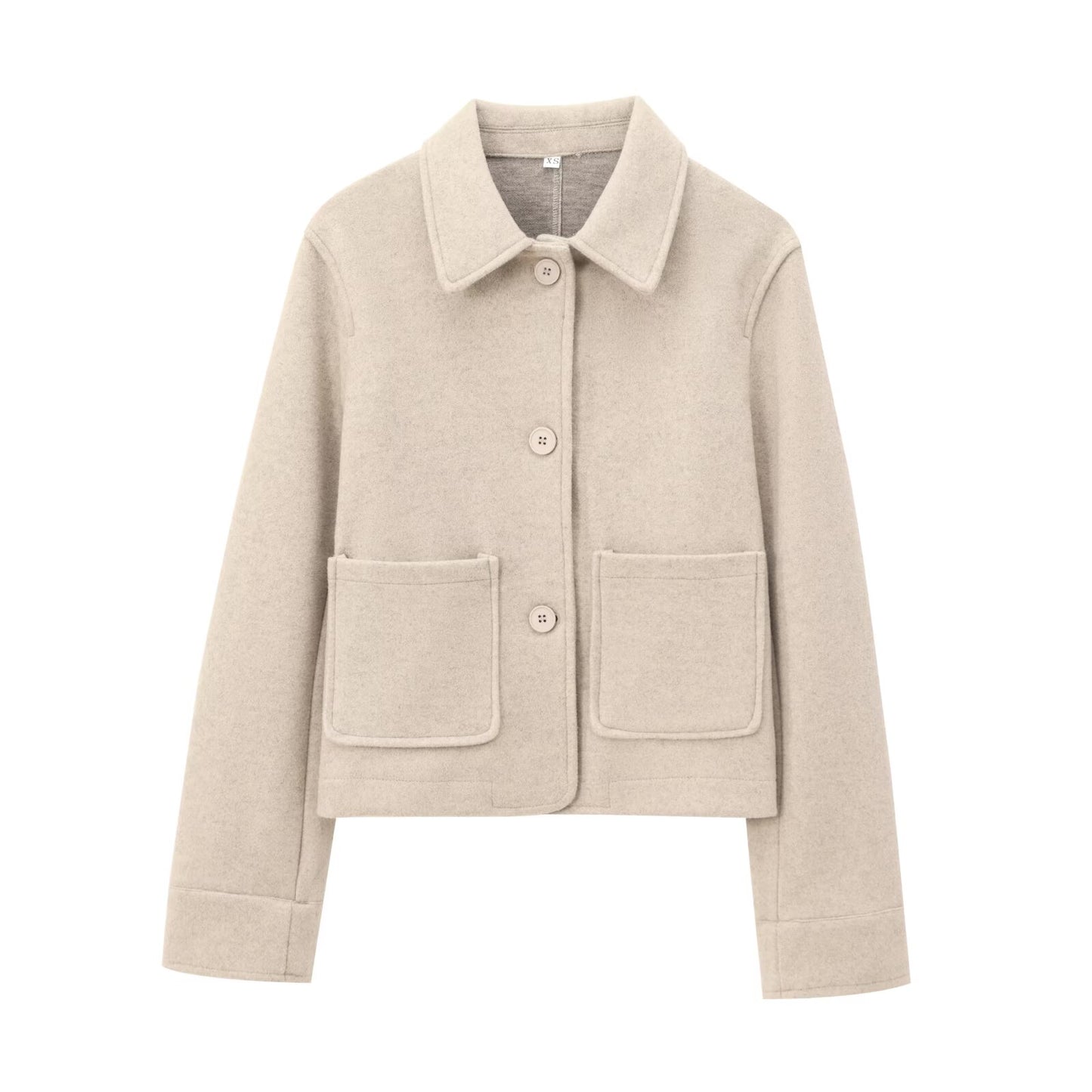Women's new fashion pocket decoration long sleeved soft texture jacket