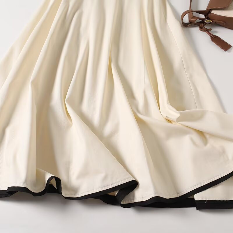 Women's new fashion contrasting edge vest style MIDI dress