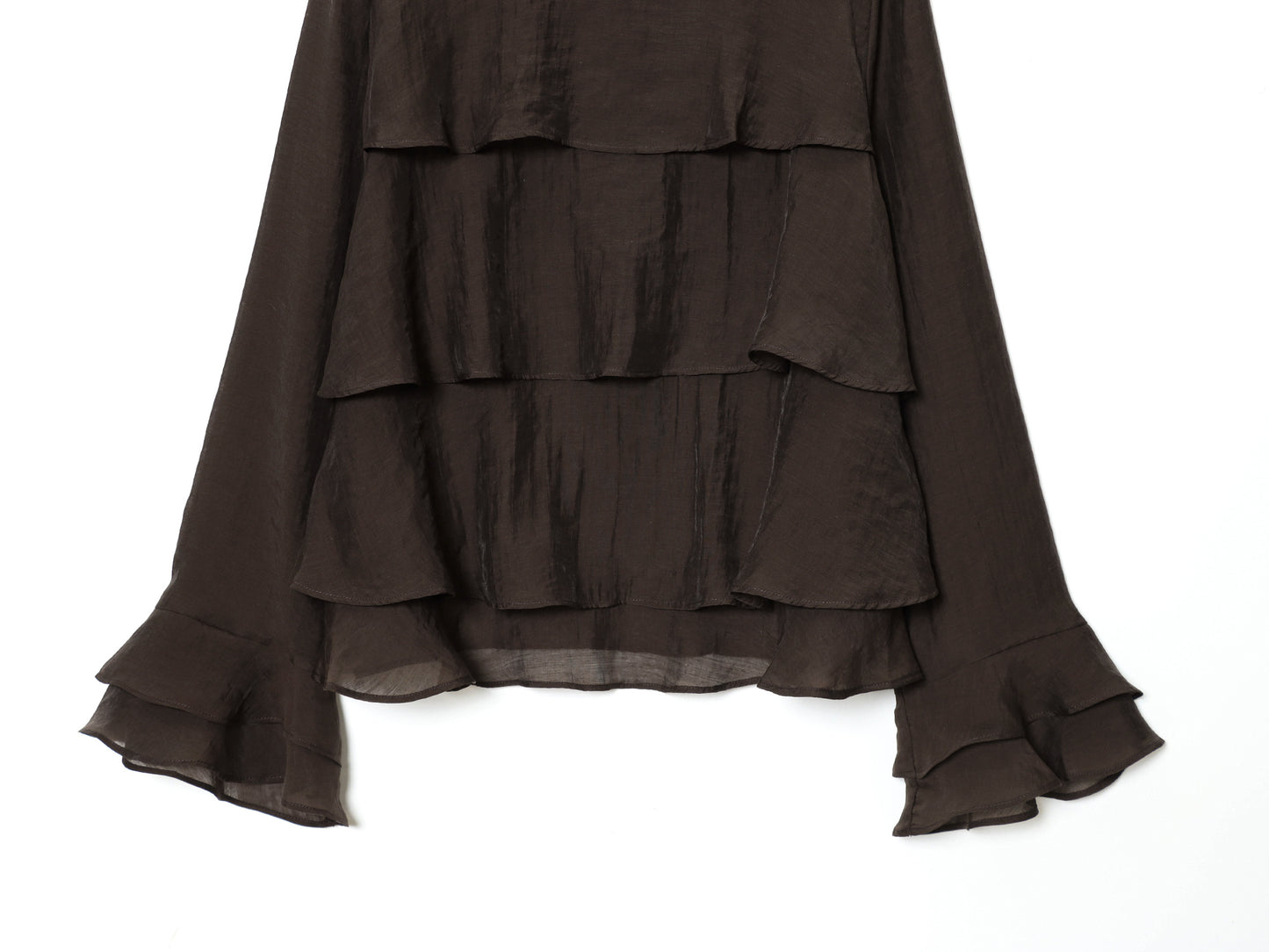 Women's new layered decoration O Neck long sleeved top