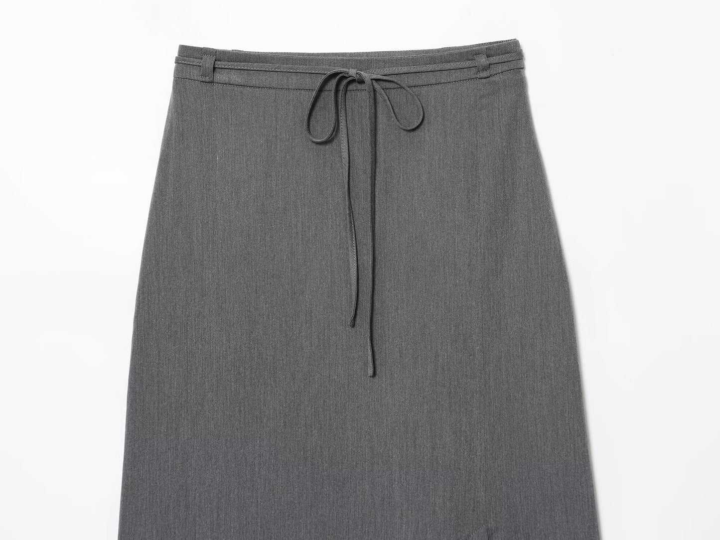 Women's New Fashion With Belt Casual Split Straight Midi Skirt