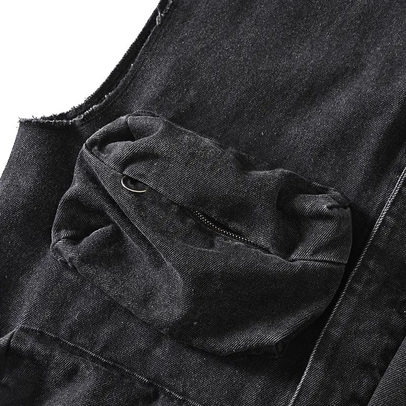 Men's new fashion casual Joker retro multi-pocket tooling function vest outdoor men's vest vest.