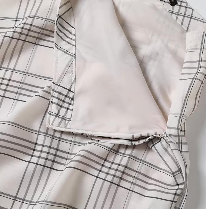 Women's 2025 chic Fashion casual draped plaid MIDI skirt